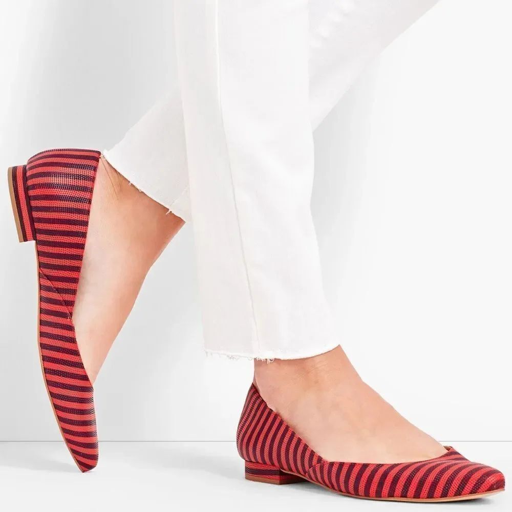 Talbots Red & Blue Striped Flats Size 9 Excellent Condition